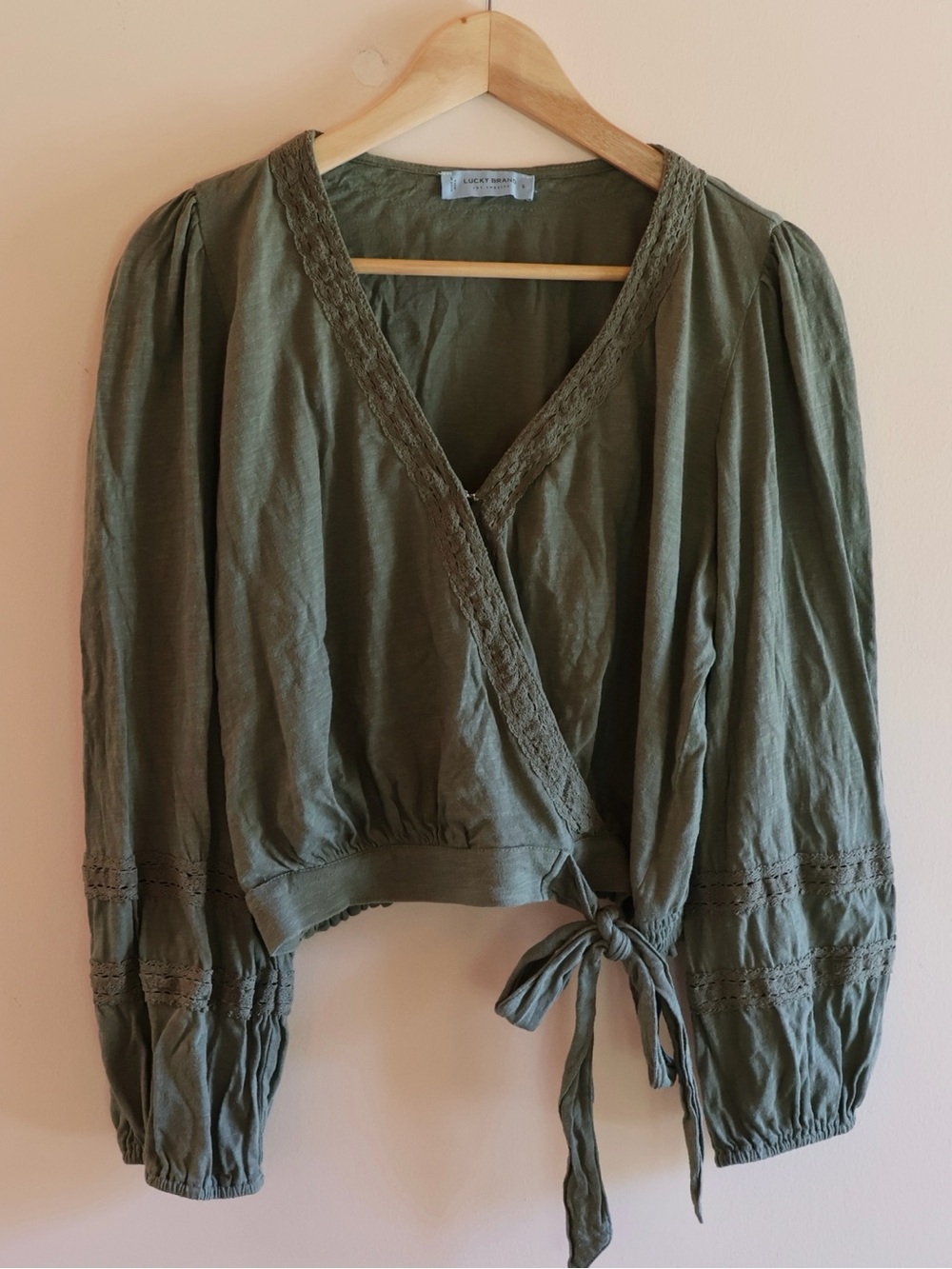 Lucky Brand green wrap top